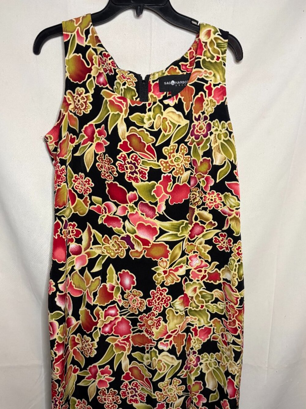 Women's Sag Harbor Size 10 - Black/Red Floral Sleeveless Back Zipper Dress